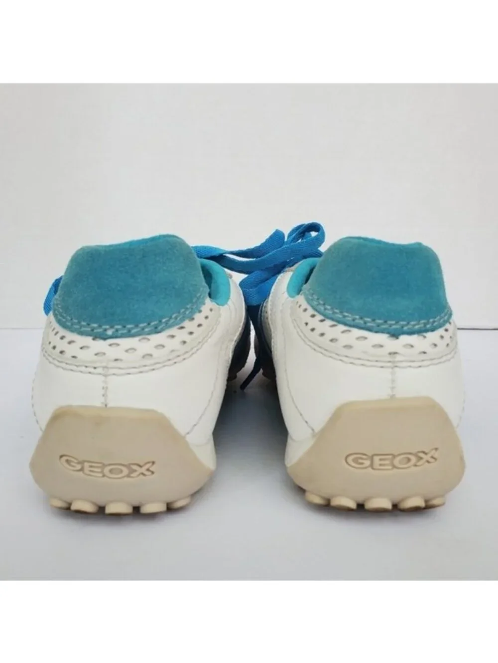 GEOX Respira Trainer Leather Blue Suede Sneaker EUC 6